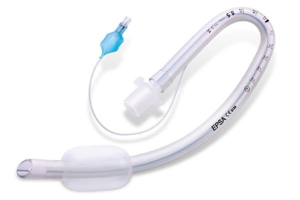 Tubo endotraqueal angulado oral, con balón