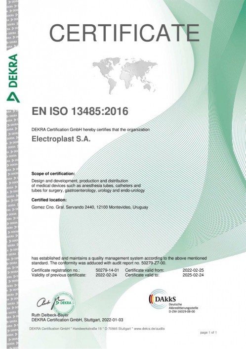 Certificado EN ISO 13485:2016