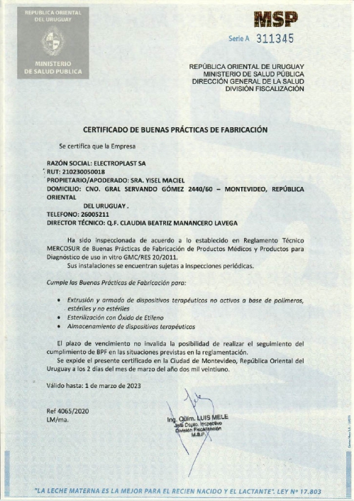 Certificado GMP/BPF